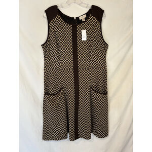 ANN TAYLOR LOFT Sleeveless Sheath Dress Midi NWT Geometric Print Vintage Vibe 16